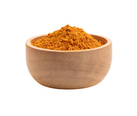 turmeric powder in bowl wooden on transparent png