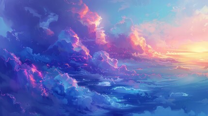 Cloudy landscape in the sky. generative ai