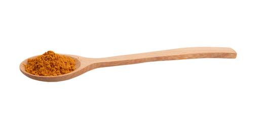 turmeric powder in spoon wooden on transparent png