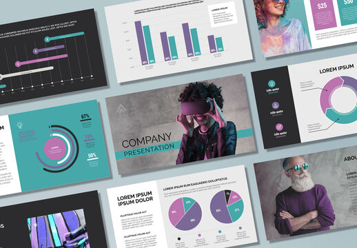 Modern Company Presentation Layout with Infographics