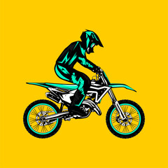 motocross rider side view vector illustration