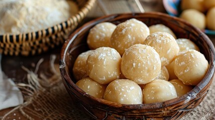 Fototapeta premium Closeup of a Chadian boule, dough balls made from millet flour, slightly sweet