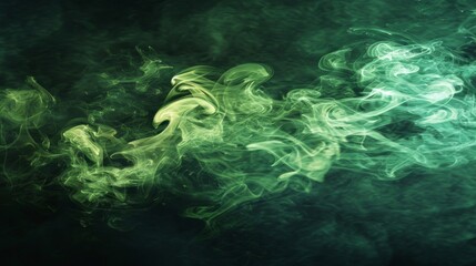 Obraz premium Fluffy and dense puffy green smoke on black background generative ai