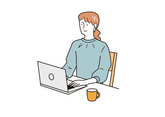 パソコンで作業をする女性
