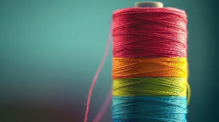 Closeup of a single thread spool, vibrant color against a plain background