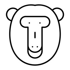 Baboon head  icon. outline icon