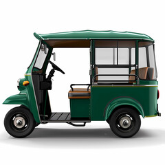 Fototapeta premium Explore Again the Isolated Emerald Tuk-Tuk from Side Left Corner - Final Edition