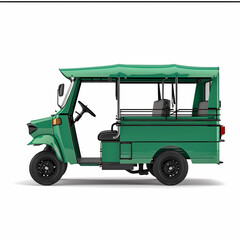 Fototapeta premium Detailed View of the Isolated Emerald Tuk-Tuk from the Side Left Corner - Second Version