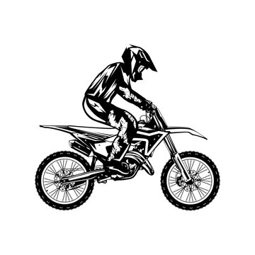 black and white motocross rider clip art preview
