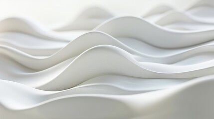 Obraz premium Abstract white waves flow gracefully against a clean background, evoking a sense of purity and simplicity