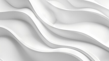 Abstract white waves flow gracefully against a clean background, evoking a sense of purity and simplicity