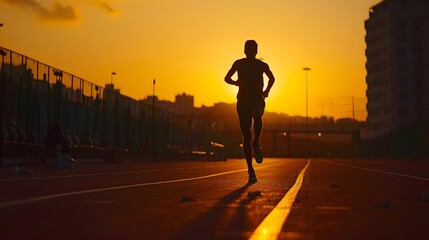 silhouette of an athlete running