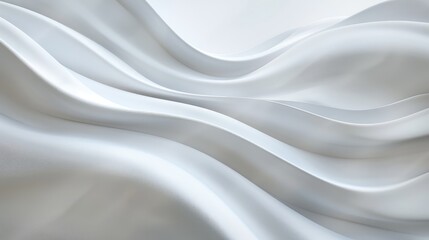 Obraz premium Abstract white waves flow gracefully against a clean background, evoking a sense of purity and simplicity