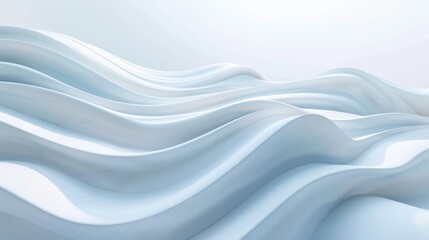 Fototapeta premium Abstract composition featuring flowing white wave surfaces on a clear background, evoking a sense of tranquility and elegance.