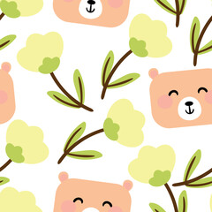 Fototapeta premium Seamless pattern with cute cartoon bear for fabric print, textile, gift wrapping paper. children's colorful vector, flat style