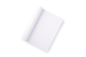 Magazine mock up blank page or notepad on white background.