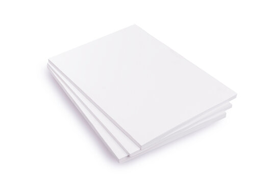 Stack of magazine with blank cover on white background.