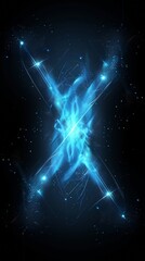 A glowing blue technology illustration with crossed fiber optic cables in an x shape. 