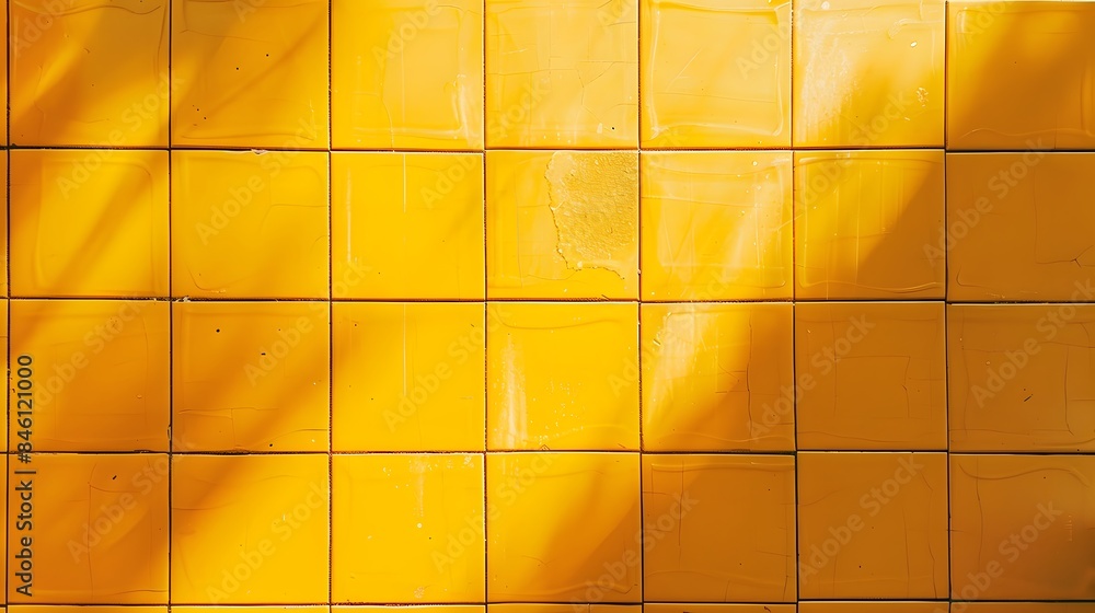 Wall mural abstract tile yellow background. 