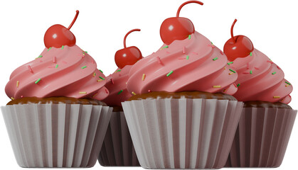 3d 모델링 체리 컵 케이크