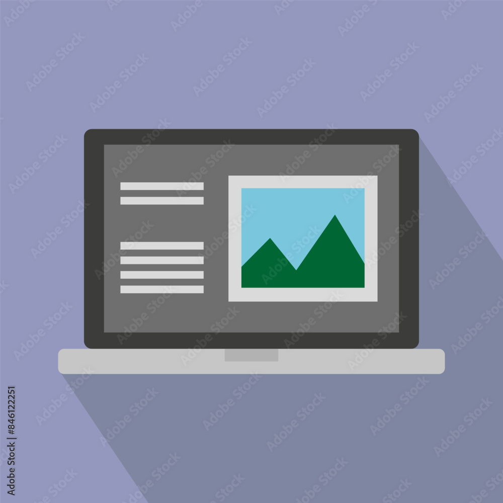Poster laptop screen icon. web design vector. gray background display. digital interface illustration.