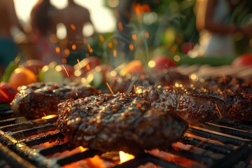 Three pieces of meat are being grilled on a barbecue