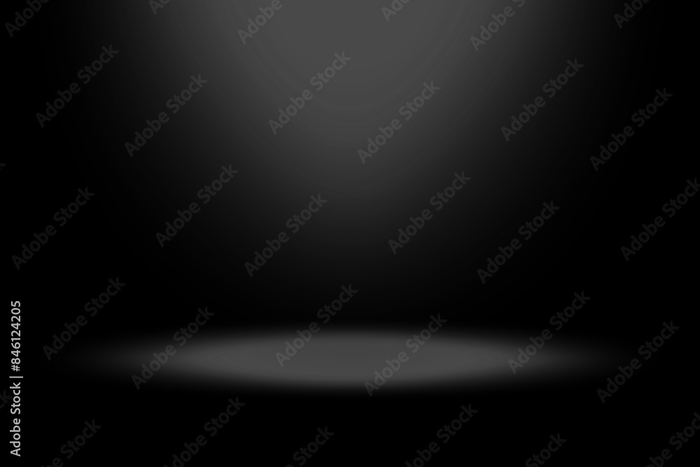 Poster vector spotlight background. black gradient shading. light source above. dark vignette effect.