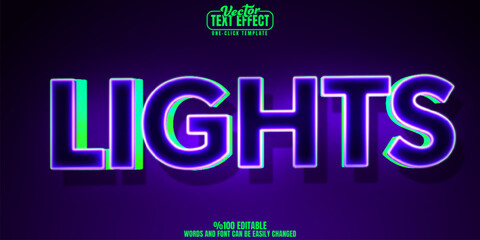 Lights editable text effect, customizable shiny and neon 3D font style