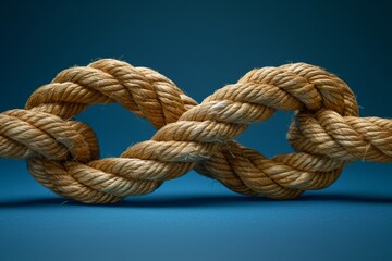 Twisted rope in infinity shape on blue background
