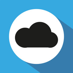 Cloud icon vector. Blue background design. Weather symbol graphic. Simple illustration.