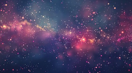 Naklejka premium Colorful, star-filled galaxy in space with pink and purple hues, showcasing cosmic beauty and infinite universe sparkles.