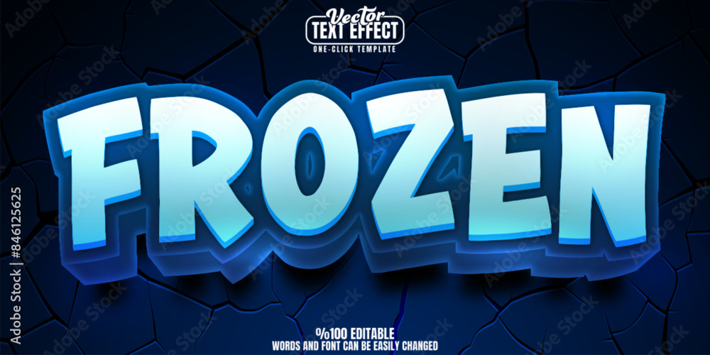 Poster frozen editable text effect, customizable snow and ice 3d font style