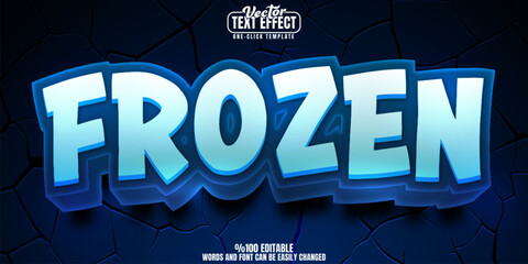 Frozen editable text effect, customizable snow and ice 3D font style