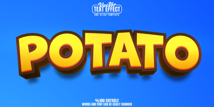 Potato editable text effect, customizable cartoon and food 3D font style