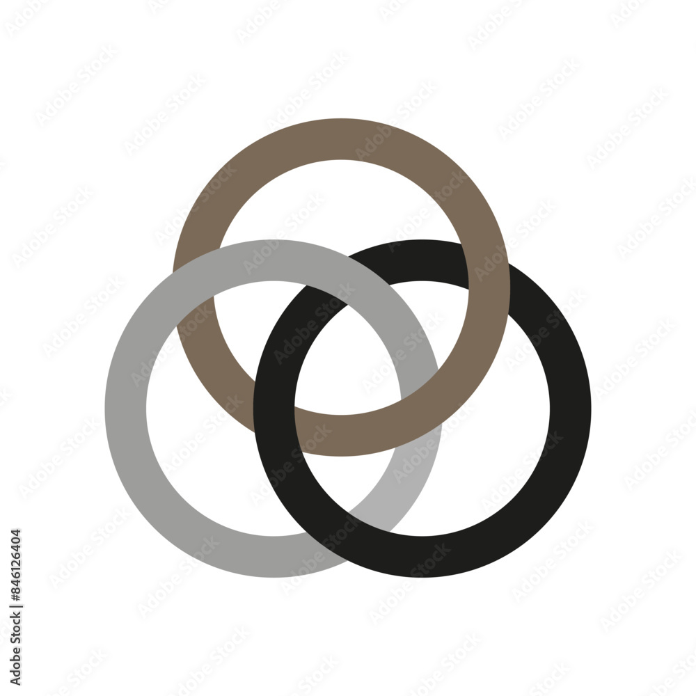 Aufkleber interlocking rings icon. three colored circles. overlapping vector shapes. minimalist design.