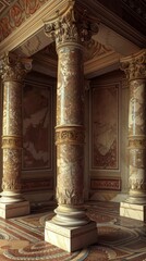 Fototapeta premium Antique Metal Column Displayed on Wooden Stand. Vintage Decor Theme