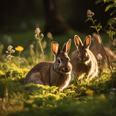 Obraz premium Rabbit, 토끼, Bunny, 토끼, Hare, 산토끼, Ears, 귀, Fur, 털, Hop, 깡충 뛰다, Carrot, 당근, Burrow, 굴, Hutch, 토끼장, Litter box, 화장실, Chew, 씹다, Grass, 풀, Hay, 건초, Vegetable, 채소, Whiskers, 수염, Paw, 발, Tail, 꼬리, Play, 놀다,