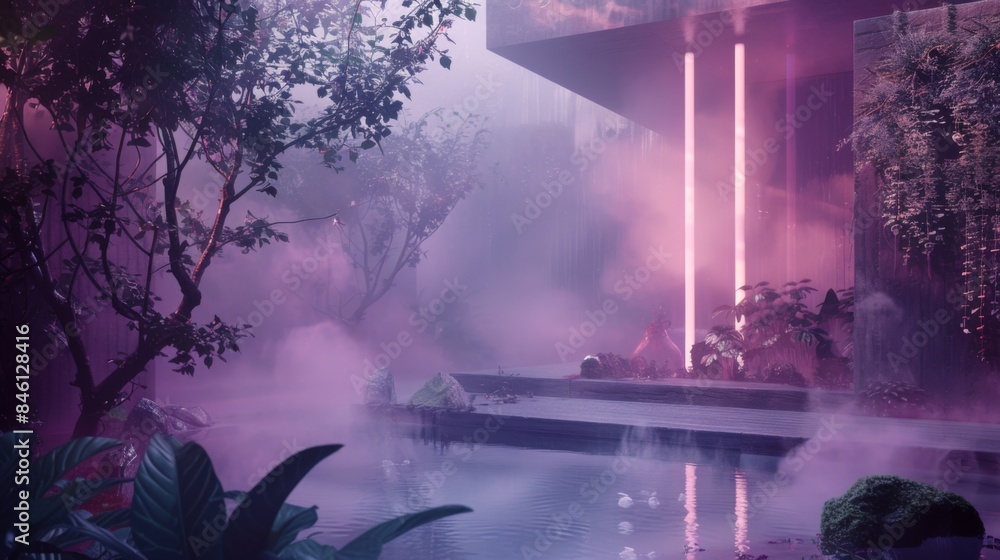 Poster a tranquil setting becomes even more enchanting with the addition of a dreamy smokescape featuring s
