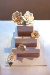 Detail of a multi tiered wedding cake