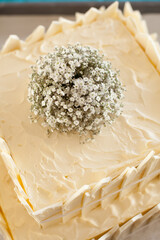 Detail of a multi tiered wedding cake