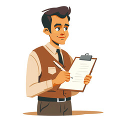 mechanic with clipboard, PNG