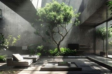 Fresh Green Urban Oasis. Contemporary design concept