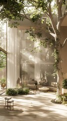 Obraz premium Stylish Urban Property with Green Plants. Eco-friendly lifestyle concept