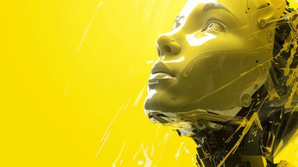 robot on yellow background 