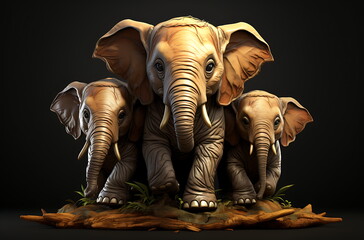 Cute little cartoon elephant. generative AI