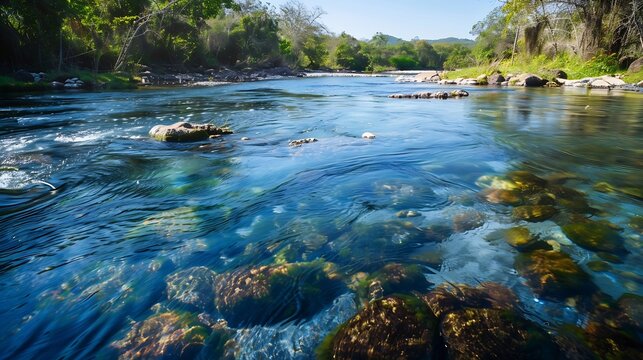 the blue crystalline Sucuri river in the touristic city of Bonito in Mato Grosso do Sul  Brazil : Generative AI