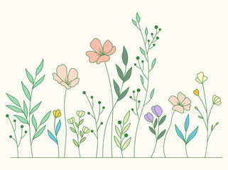 Vector of Illustration of wild flowers about flowers, icon, illustration, floral, and nature. Beautiful flower style color