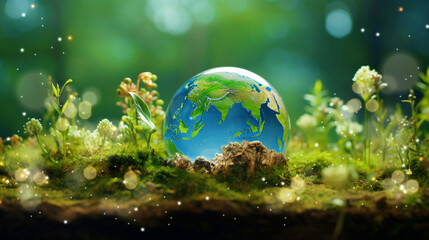 The Earth Day Celebration Background: Perfect for Environmental Campaigns, Eco-Friendly Events, and Sustainability Promotions, symbolizing growth, renewal, and the importance of protecting our natural
