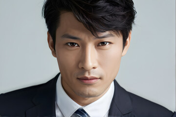 A man in a suit and tie with a serious expression on his face