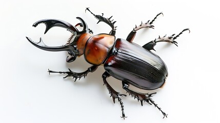 One large Japanese stag beetle with one white background : Generative AI